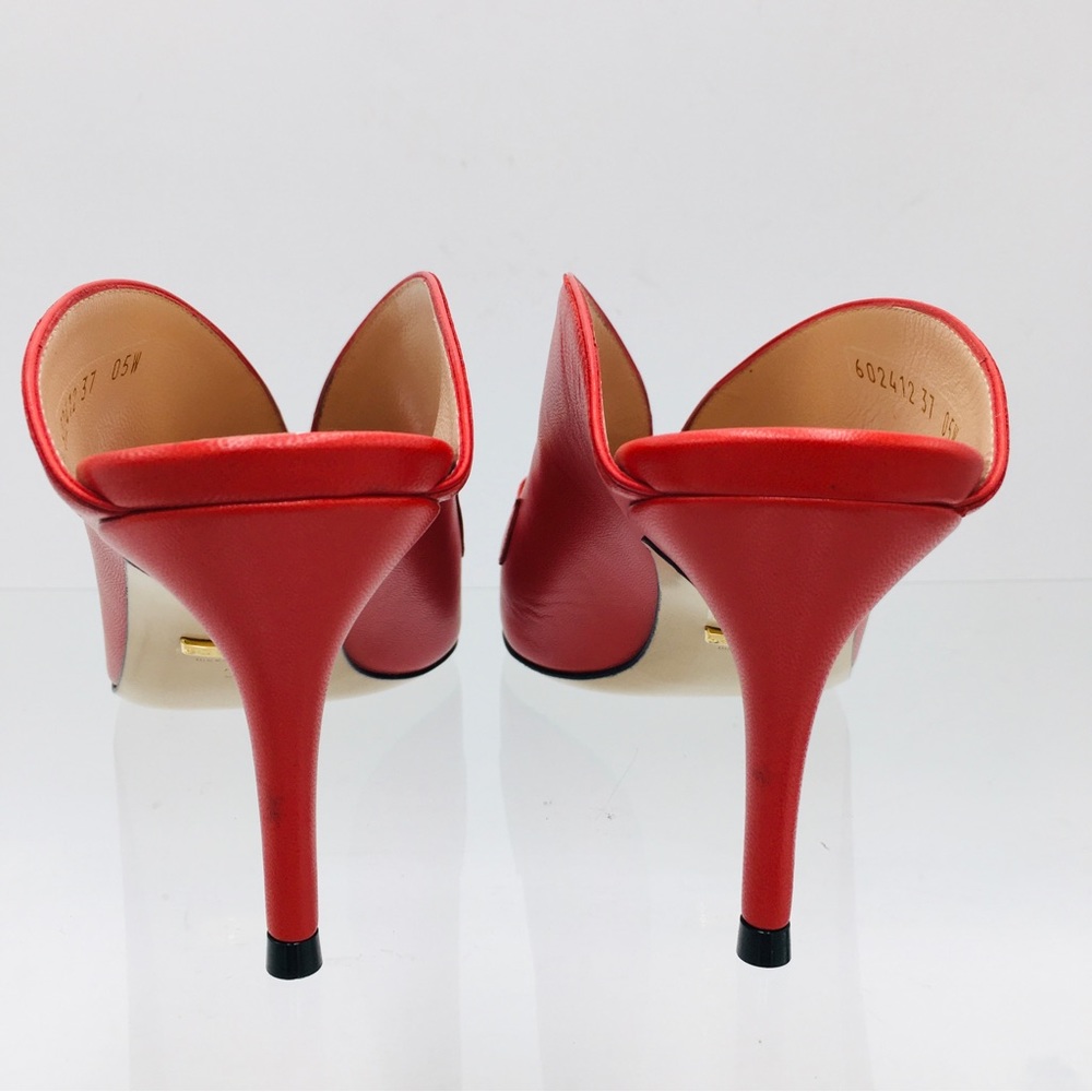 Gucci 602412 C9D00 6634 Red Leather Mid Heel Slide Sandals - Picture 8 of 13